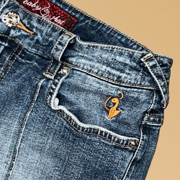 Baby Phat Y2K Cropped Buttoned Ankle Medium Wash Blue Denim Jeans Size 5 - Picture 3 of 9